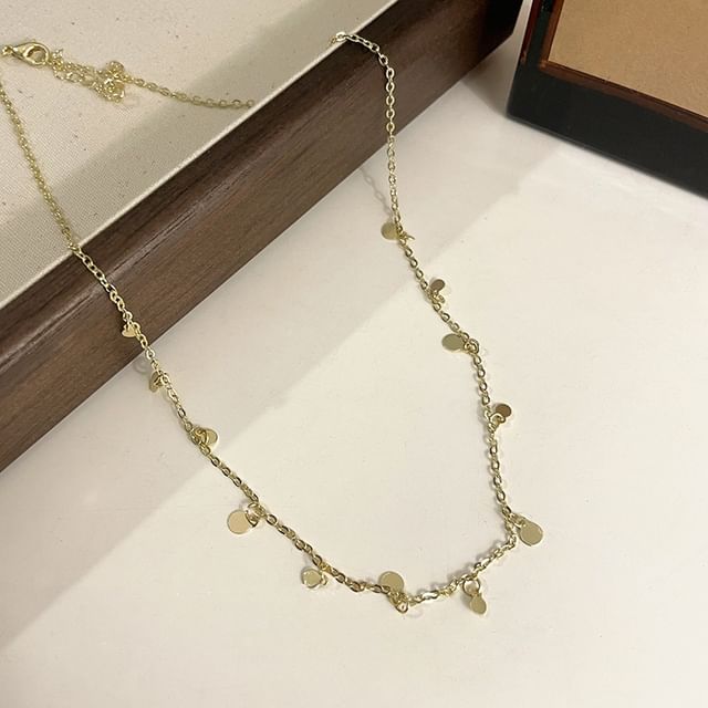 Alloy Faux Disc Gemstone / Fringed Star Bead Choker Moon Station Pendant