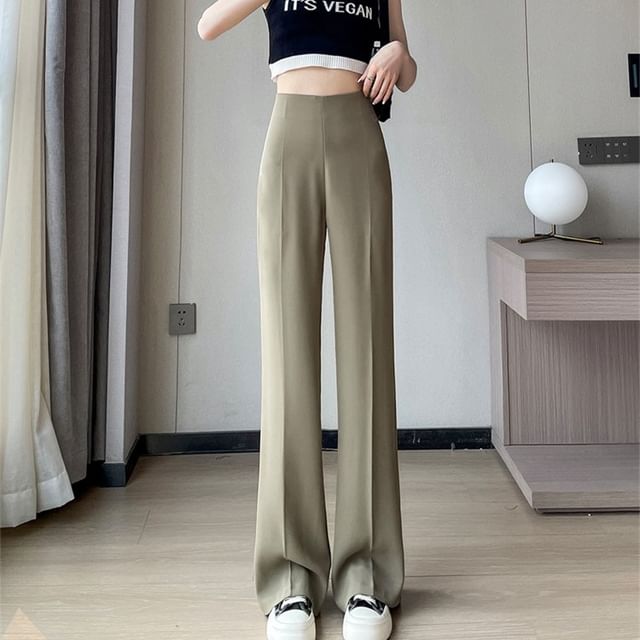 Straight Pants Dress High (Various Waist Designs) Leg Plain