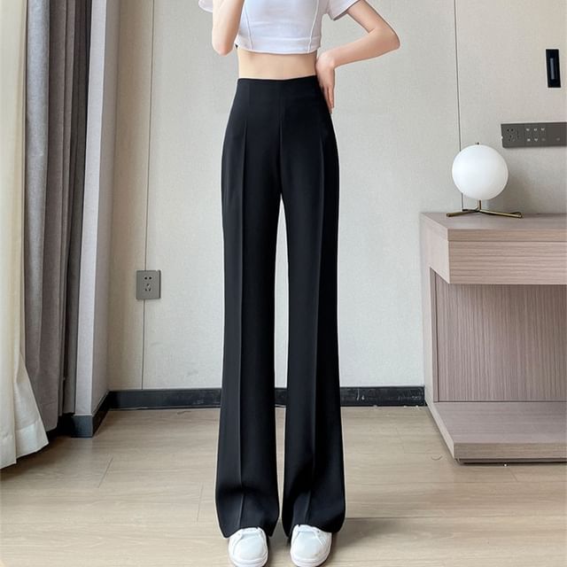 Straight Pants Dress High (Various Waist Designs) Leg Plain