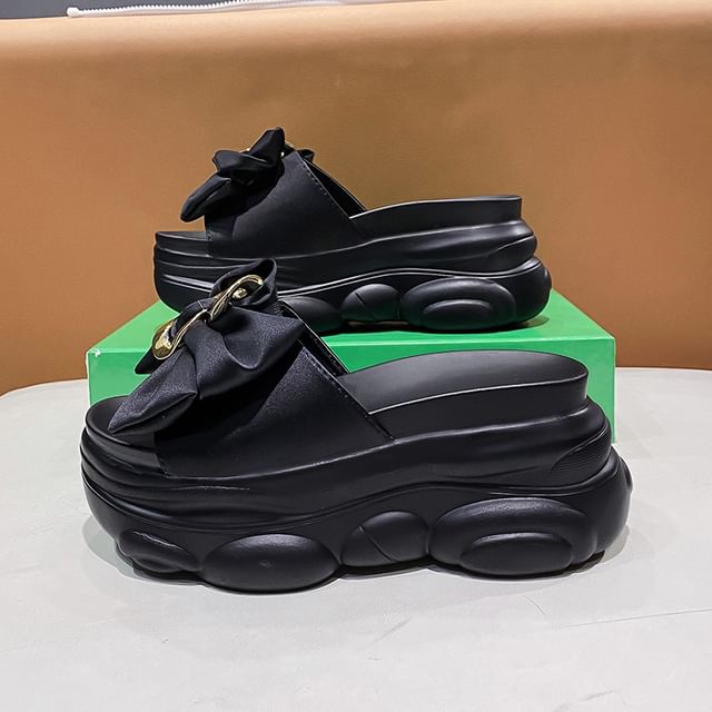 Platform Sandals Slide Bow