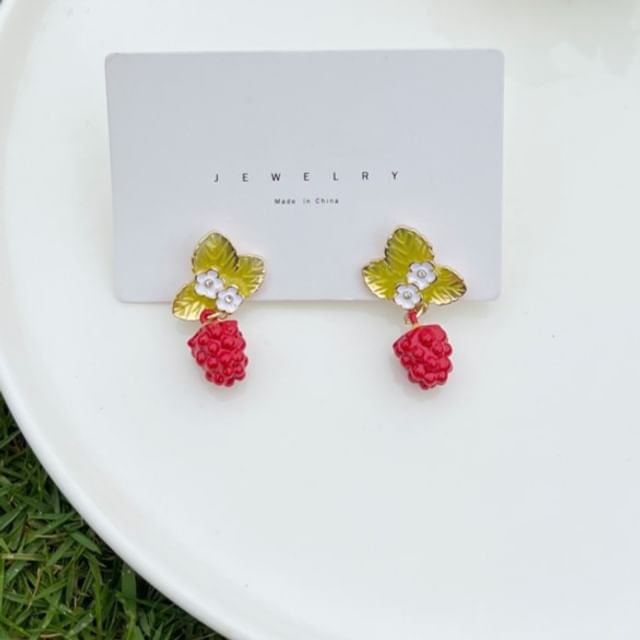 Earring Drop Alloy Berry Floral Glaze