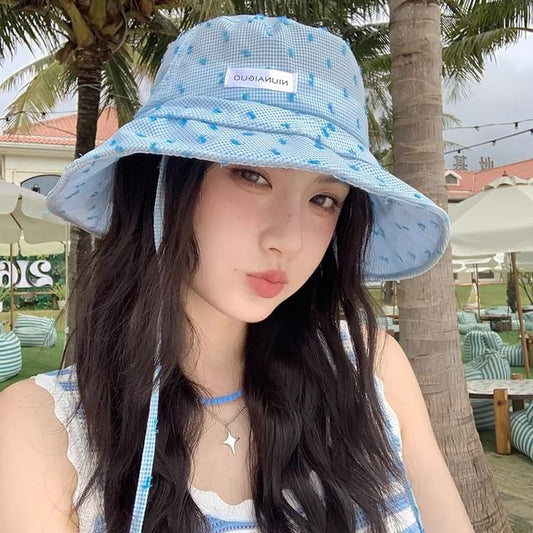 Bucket Hat Lettering Applique Plaid