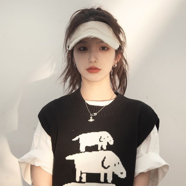 Distressed Visor Plain Sun