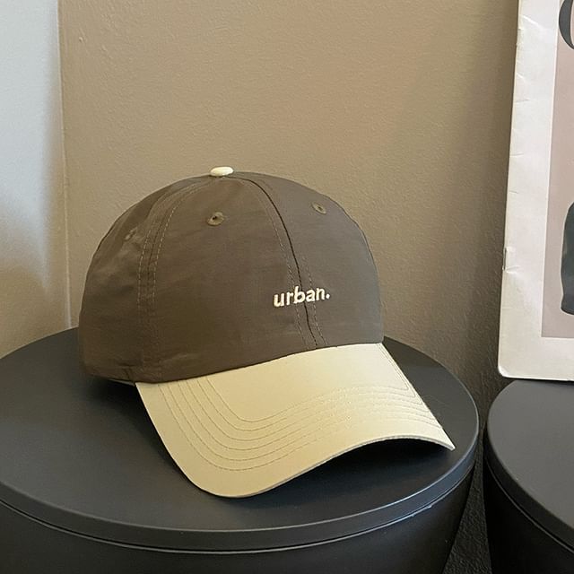 Lettering Embroidered Two-Tone Baseball Cap