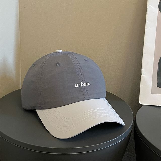 Lettering Embroidered Two-Tone Baseball Cap