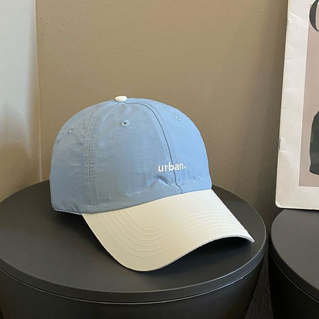 Lettering Embroidered Two-Tone Baseball Cap