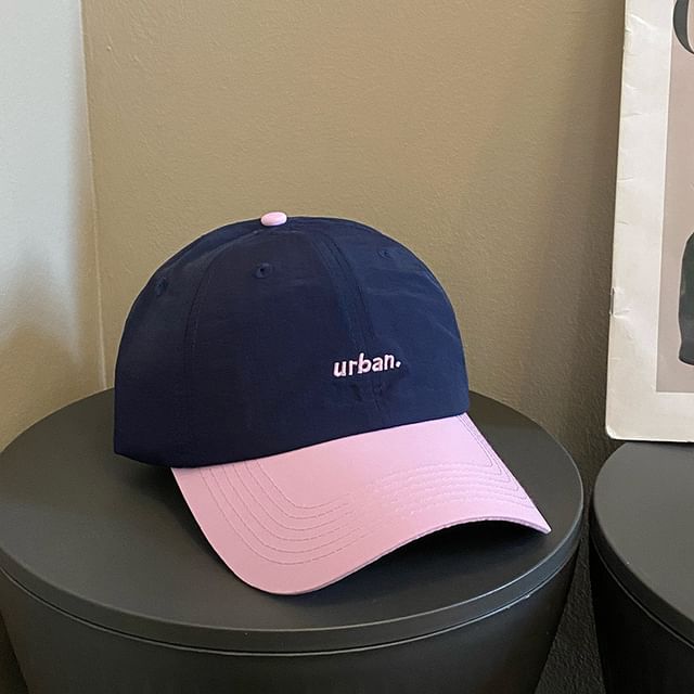 Lettering Embroidered Two-Tone Baseball Cap