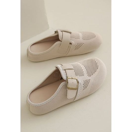 Buckled Mules Plain Perforated