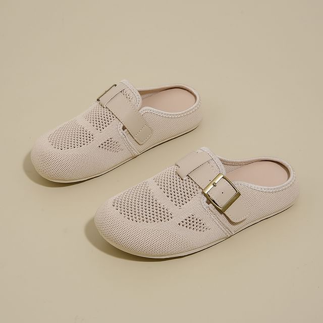 Buckled Mules Plain Perforated