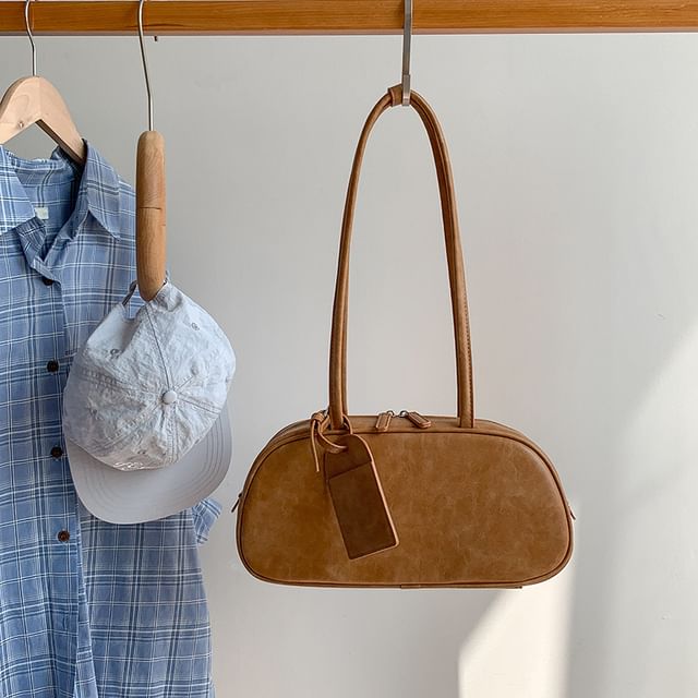 Shoulder Leather Bag Faux Plain