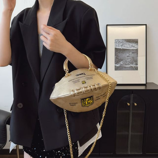 Chain Lettering Bag Rugby Strap Crossbody