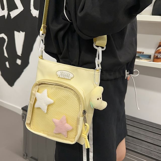 Multi-Pocket Crossbody Bag Lettering