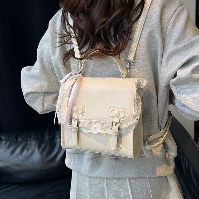 Lace Backpack Flap Bow Trim