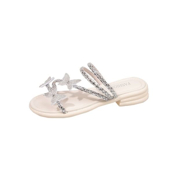 Sandals Strappy Slide Butterfly Rhinestone