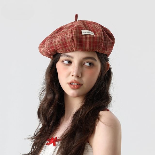 Applique Plaid Beret
