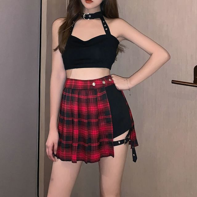 Pleated High-Waisted Mini Skirt