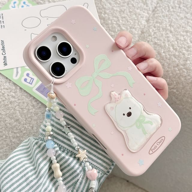 / Print Case Strap Phone Set Dog Bead