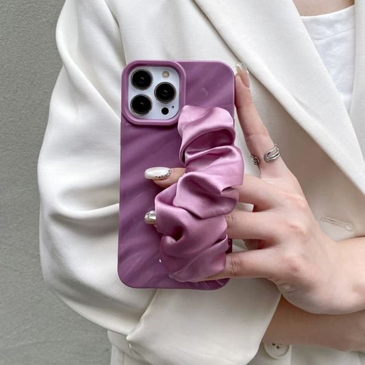 Phone Shirred Strap Case Plain Fabric