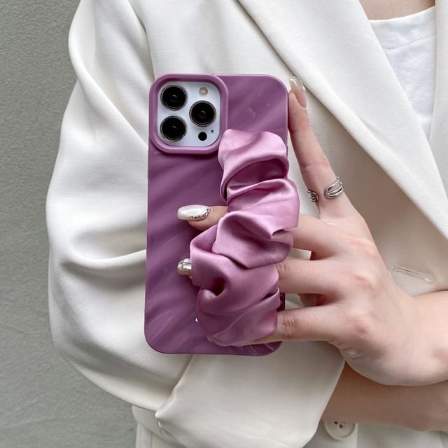 Phone Shirred Strap Case Plain Fabric