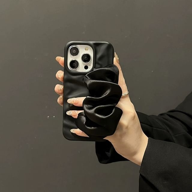 Phone Shirred Strap Case Plain Fabric