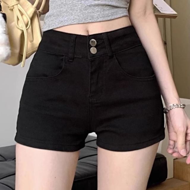 Mid Rise Denim Hot Pants