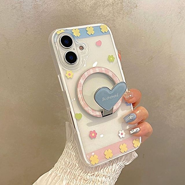 Stand MagSafe) Case with (Compatible Phone / Floral Magnetic Set