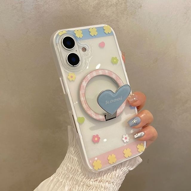 Stand MagSafe) Case with (Compatible Phone / Floral Magnetic Set