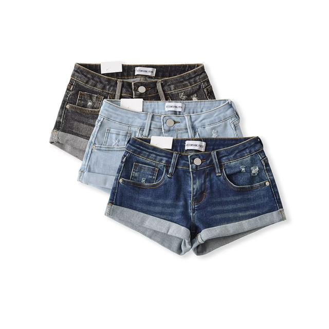 Low Rise Denim Hot Pants