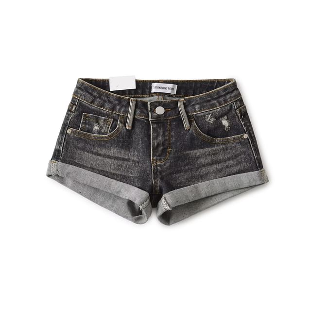 Low Rise Denim Hot Pants