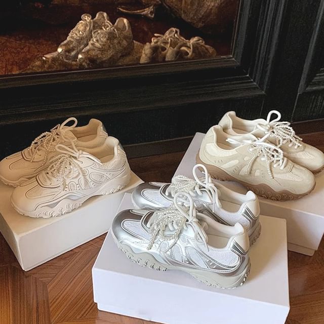 Sneakers Platform Patterned Lace-Up