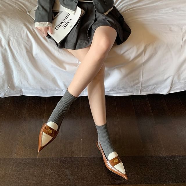 Loafers Penny Kitten Slingback Pointed Heel