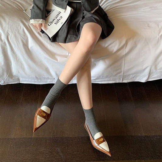 Loafers Penny Kitten Slingback Pointed Heel