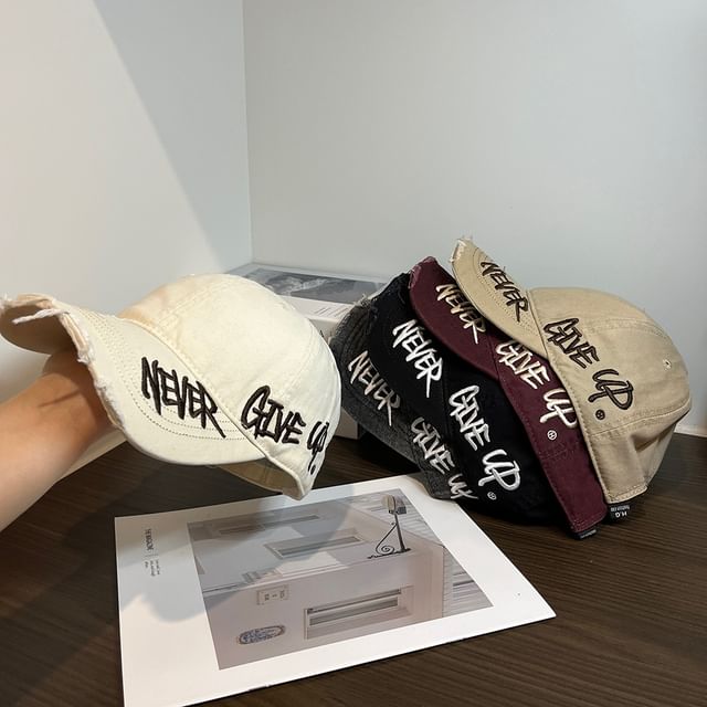 Cap Embroidered Baseball Lettering Distressed