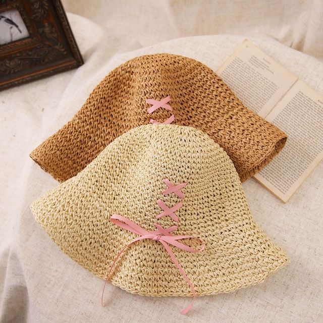 Bucket Straw Bow Hat