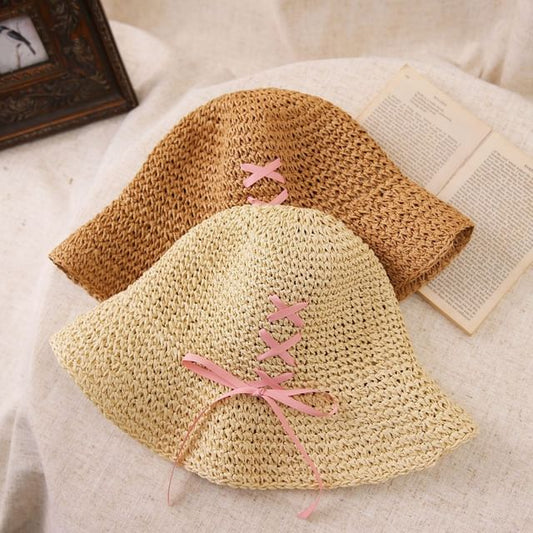 Bucket Straw Bow Hat