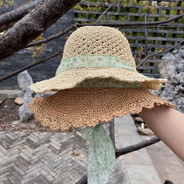 Ribbon Floral Sun Straw Hat