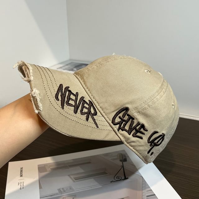 Cap Embroidered Baseball Lettering Distressed