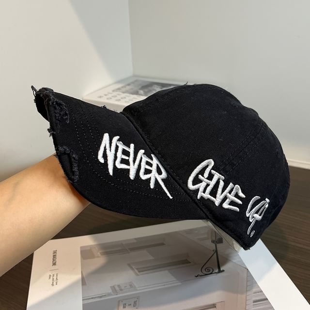 Cap Embroidered Baseball Lettering Distressed