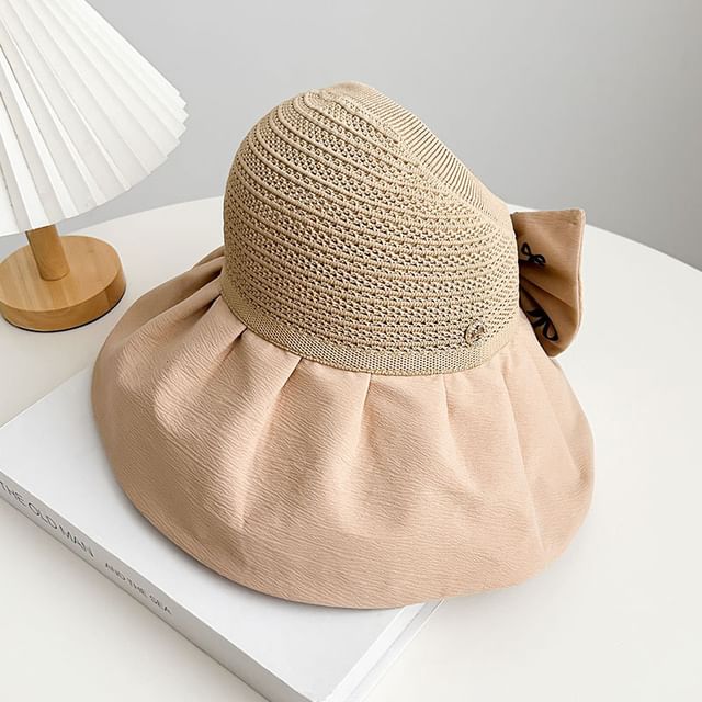 Sun Hat Straw Print Bow