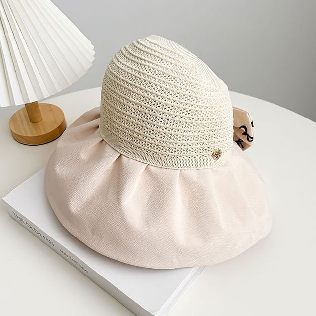 Sun Hat Straw Print Bow
