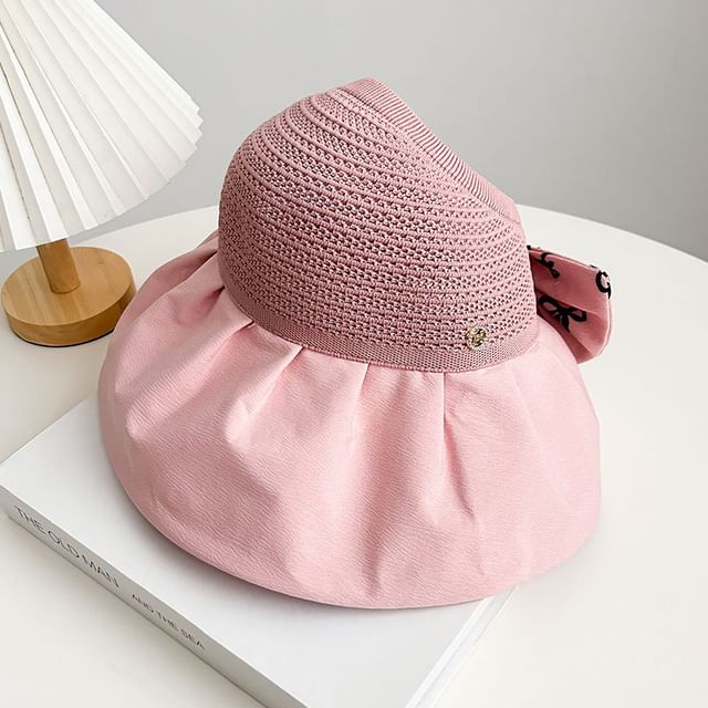 Sun Hat Straw Print Bow