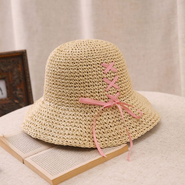 Bucket Straw Bow Hat