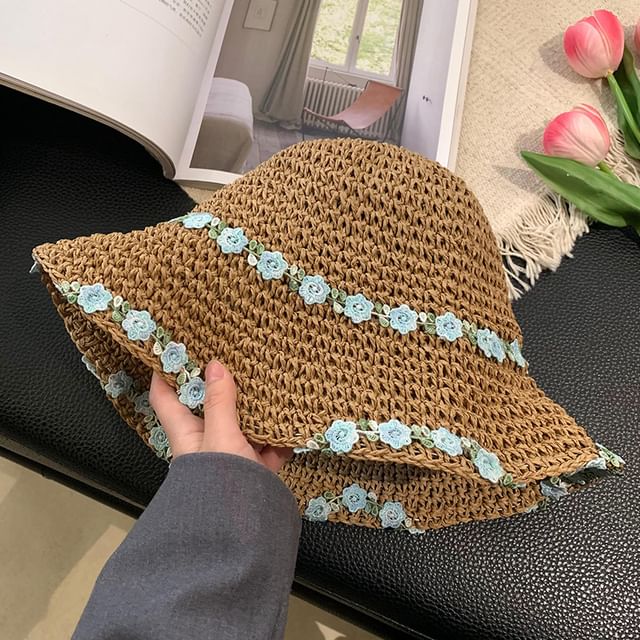 Hat Sun Straw Floral