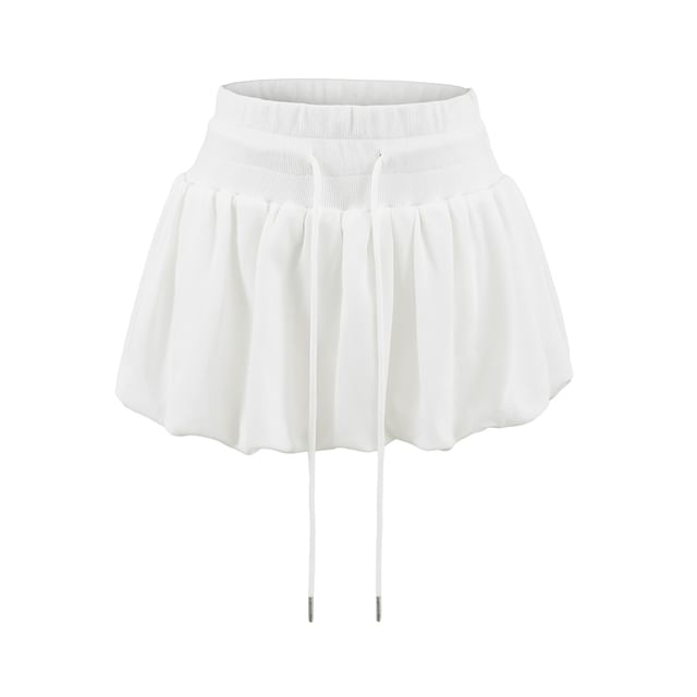 Tie-Waist Puffy Mini Skirt