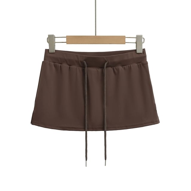 Drawstring Flared Mini Skirt