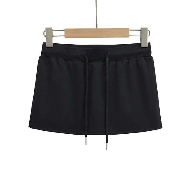 Drawstring Flared Mini Skirt