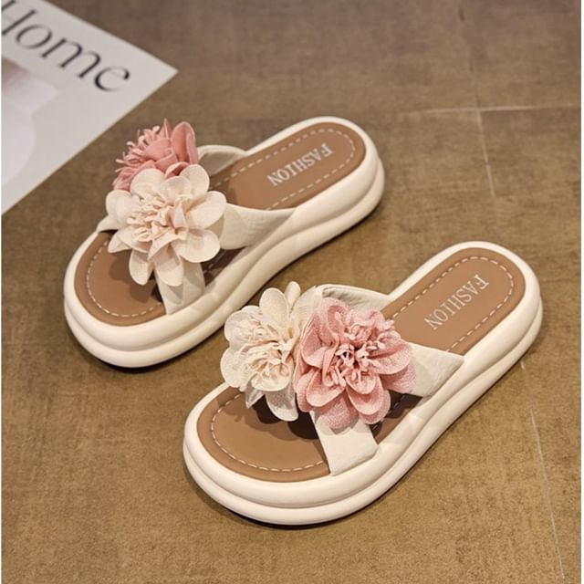 Platform Sandals Floral Slide