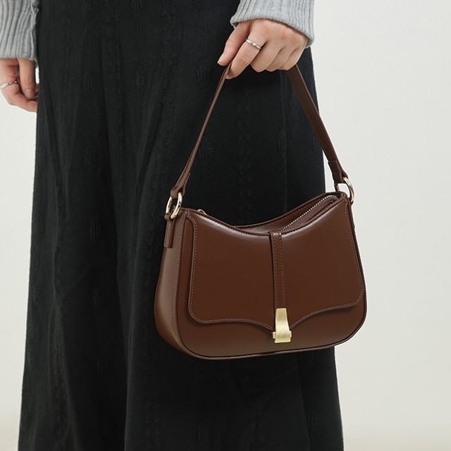 Plain Faux Leather Shoulder Bag