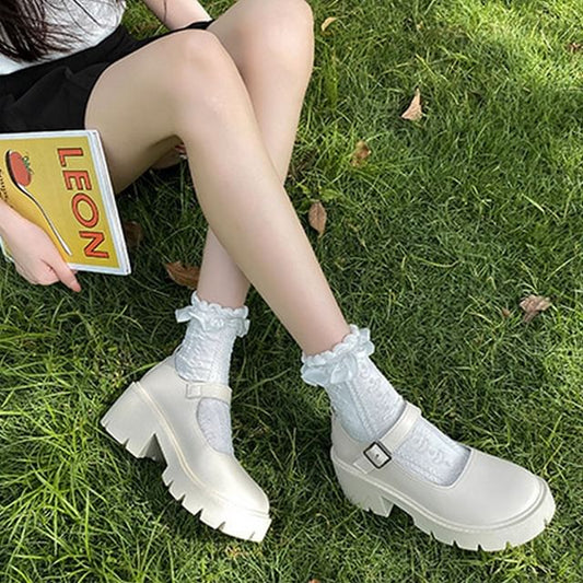 Platform Mary Jane Chunky Heel Pumps