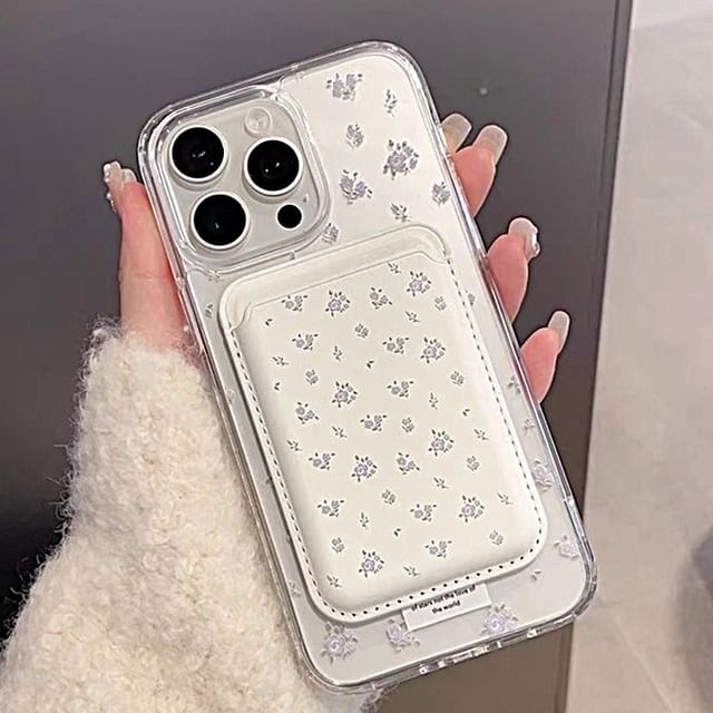 with Card Holder (Compatible Case Phone Magnetic Floral MagSafe) / Set